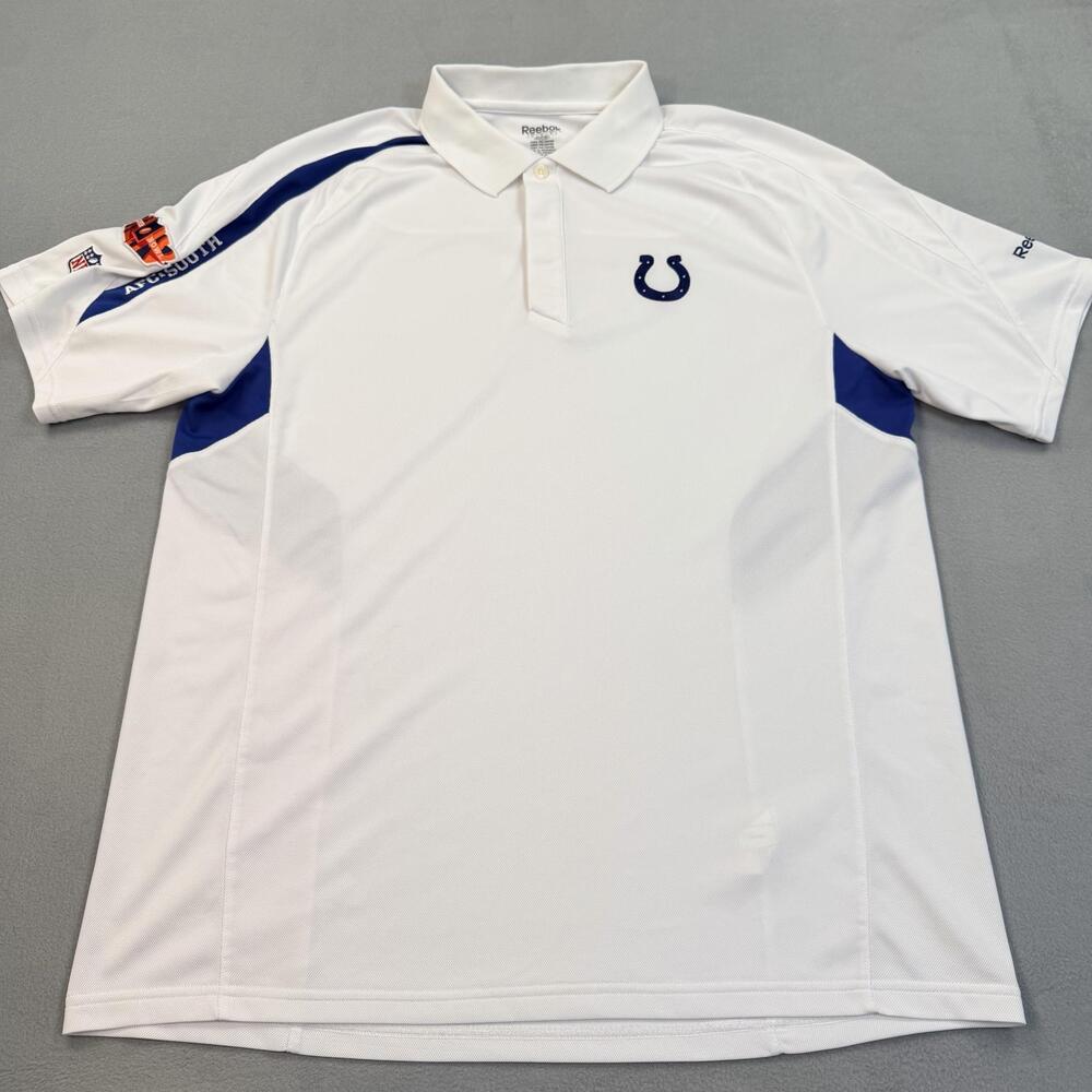 Indianapolis Colts Polo Shirt Mens Large White NFL Football Reebok Super Bowl